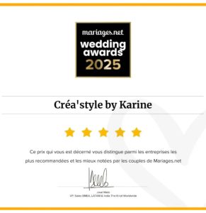 wedding award 2025 - Créa'style by Karine Fontaine mariage.net